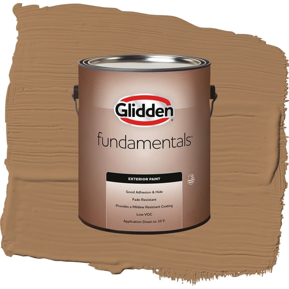 Glidden Fundamentals Cinnamon Crunch / Brown, Flat Exterior Paint, 1 Gallon
