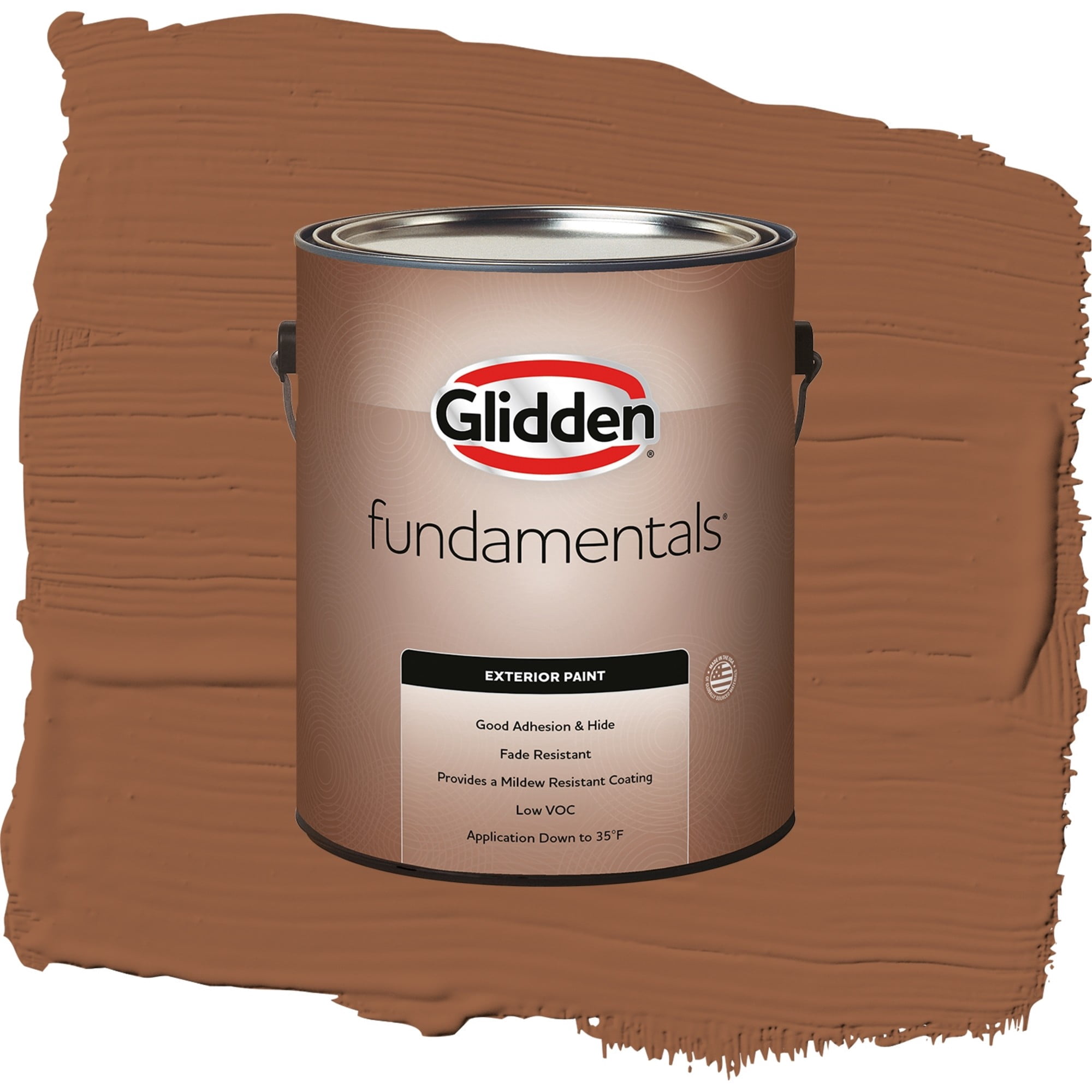 Glidden Fundamentals Cinnamon Spice / Orange, Flat Exterior Paint, 1 Gallon