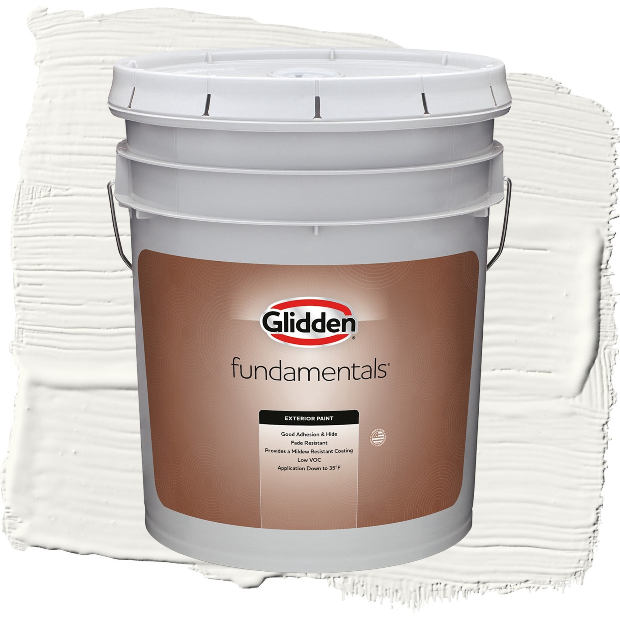 Glidden Fundamentals Commercial White / White Satin Exterior Paint, 5 Gallon