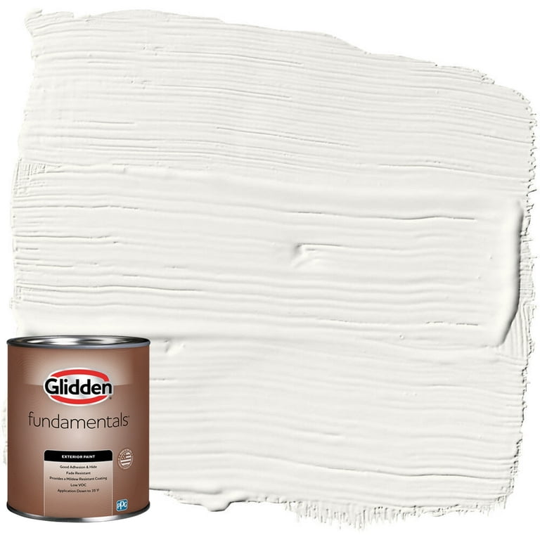 Glidden Fundamentals Exterior Paint Commercial White / White, Semi-Gloss, 1  Quart 