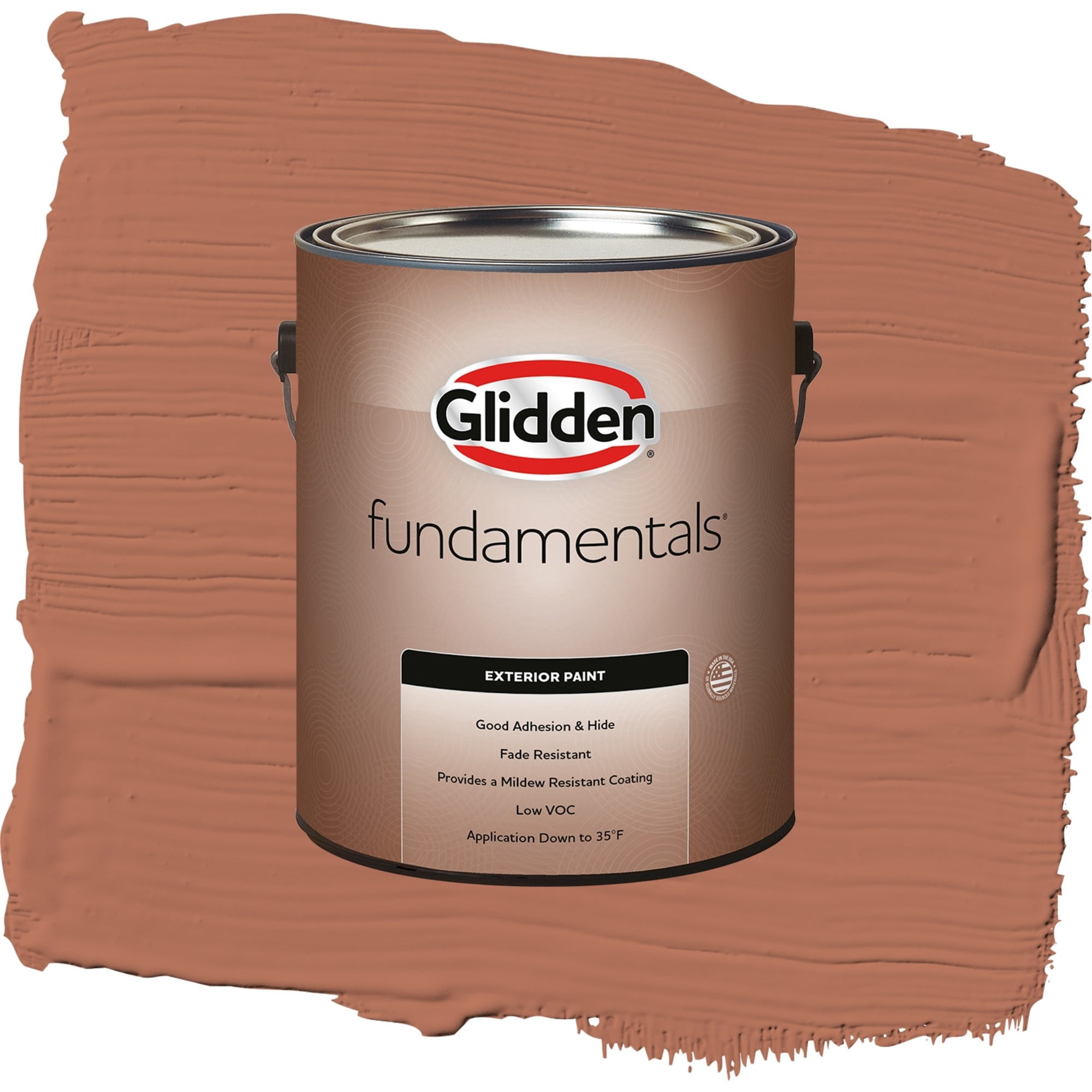 Glidden Fundamentals Copper Beech / Orange, Flat Exterior Paint, 1 Gallon