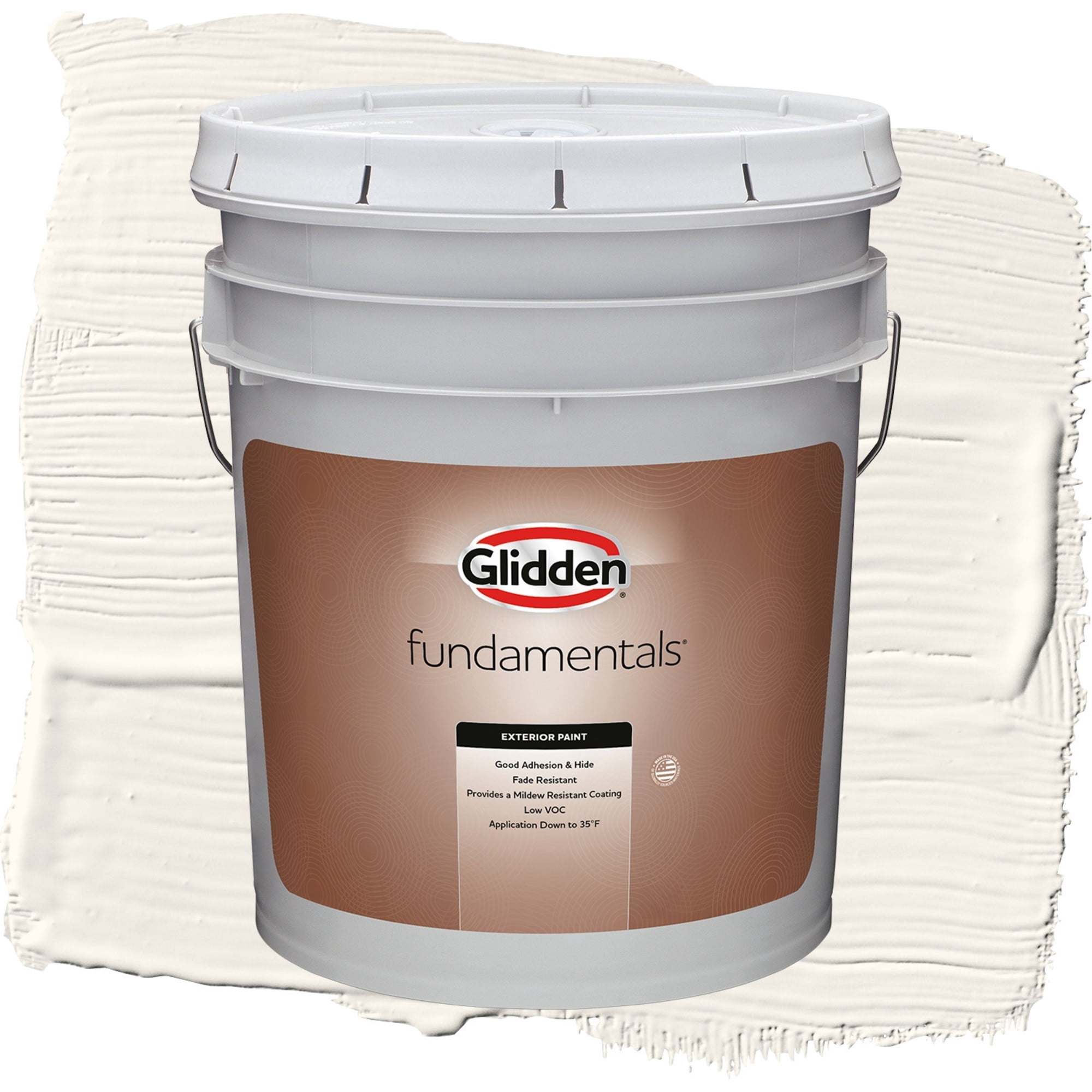 Glidden Fundamentals Cow's Milk / Off White Satin Exterior Paint, 5 Gallon