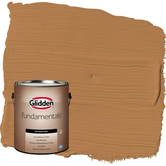 Glidden Fundamentals Cowboy Hat / Orange Semi-Gloss Exterior Paint, 1 Gallon