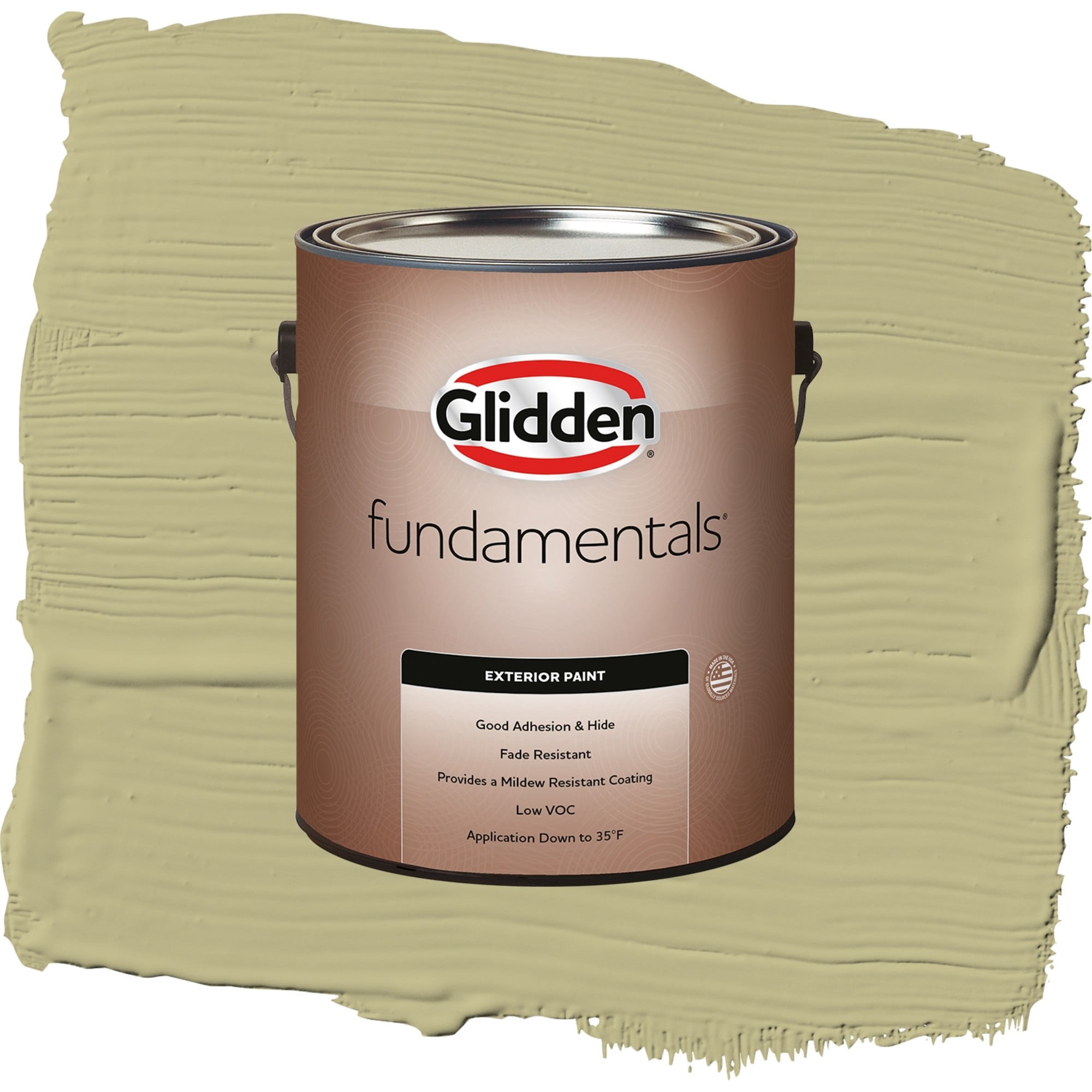 Glidden Fundamentals Cress Green / Green, Flat Exterior Paint, 1 Gallon