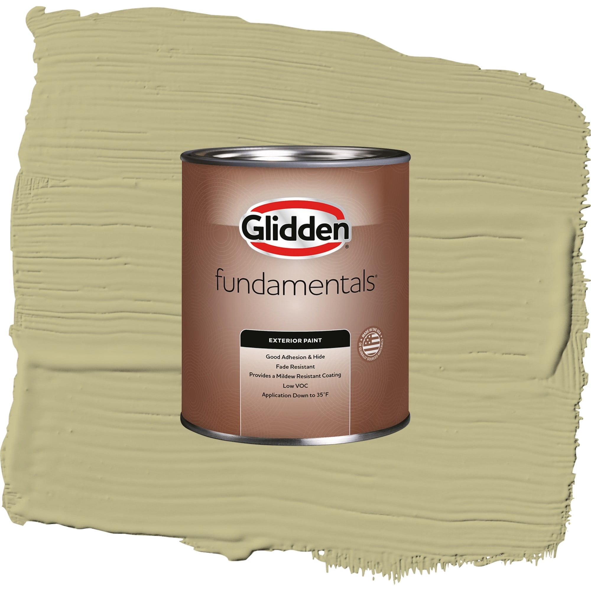 Glidden Fundamentals Cress Green / Green, Satin Exterior Paint, 1 Quart