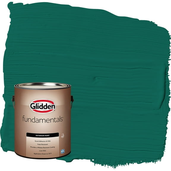 Glidden Fundamentals Deep Veridian / Green Flat Exterior Paint, 1 Gallon