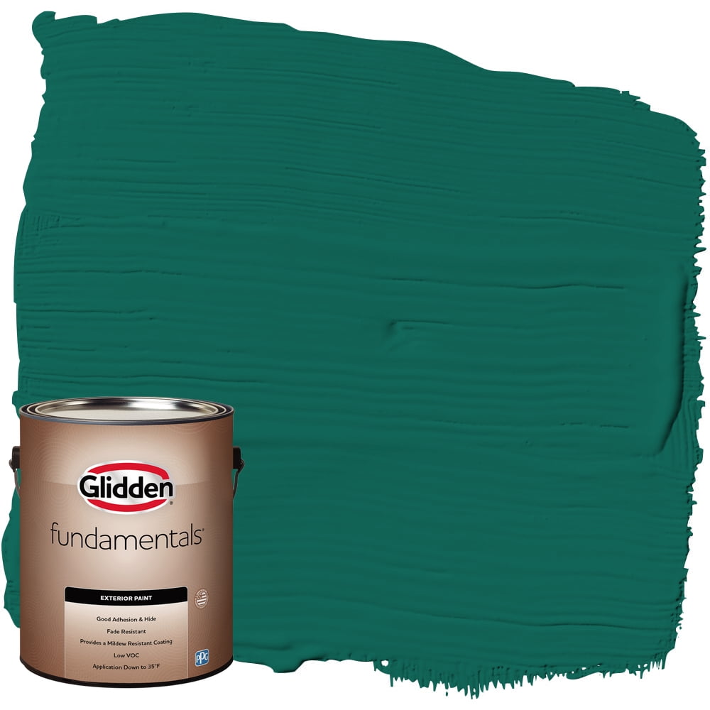 Glidden Fundamentals Deep Veridian / Green, Semi-Gloss Exterior Paint, 1 Gallon