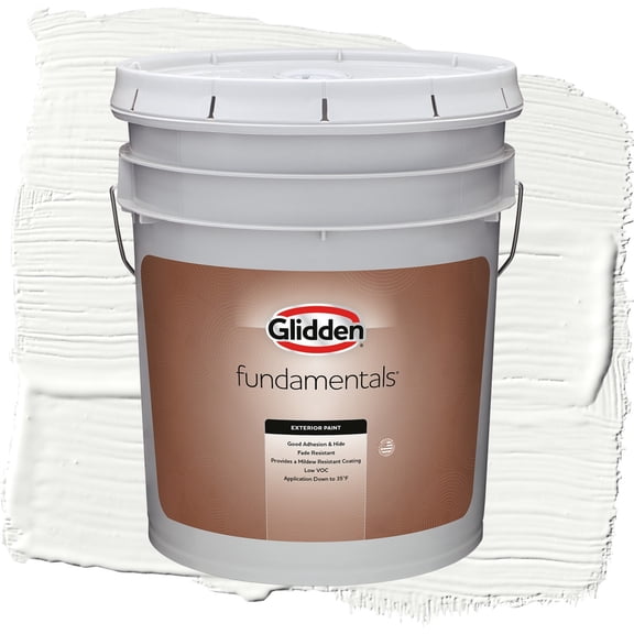 Glidden Fundamentals Delicate White Satin Exterior Paint, 5 Gallon
