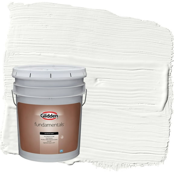 Glidden Fundamentals Delicate White Satin Exterior Paint, 5 Gallon
