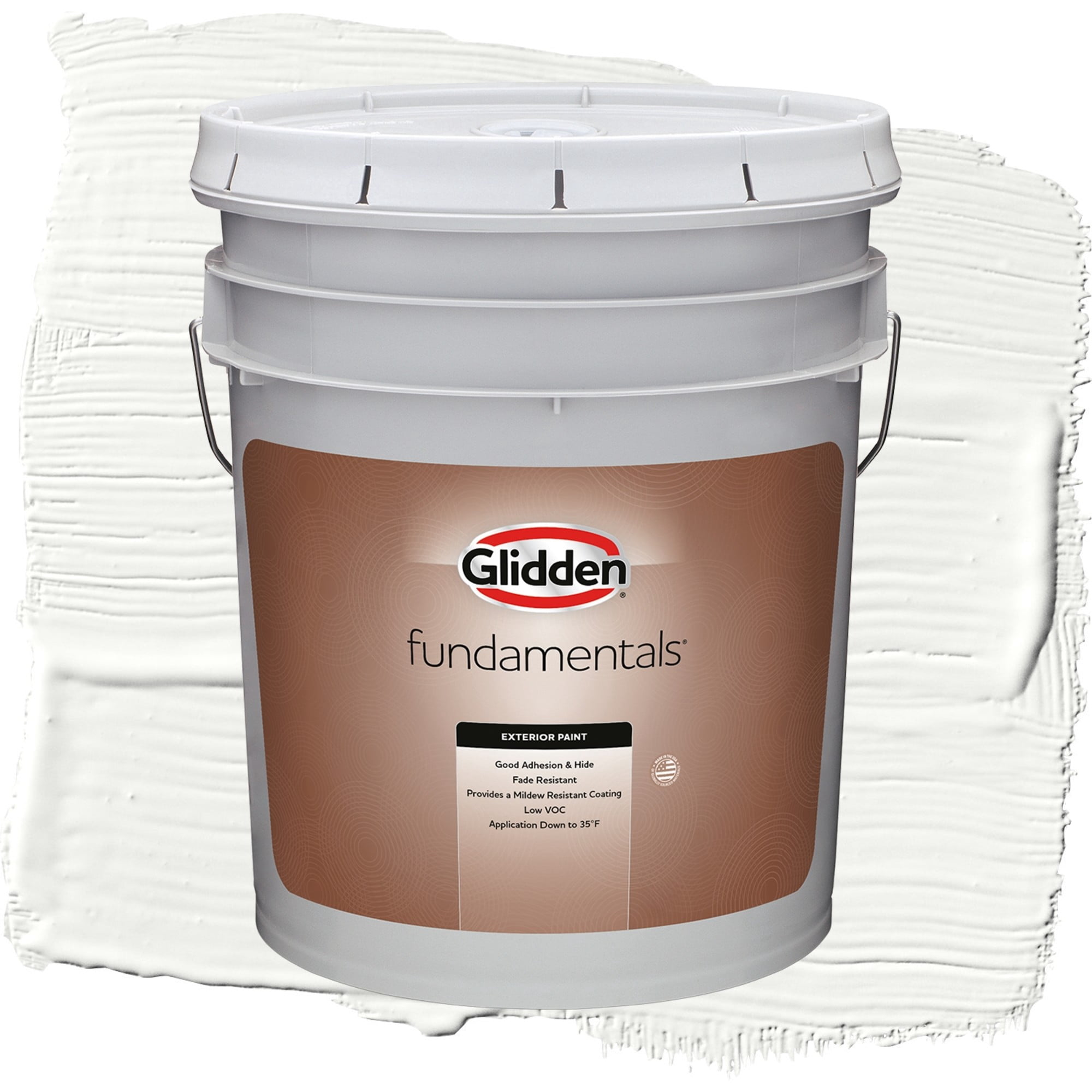 Glidden Fundamentals Delicate White Semi-Gloss Exterior Paint, 5 Gallon