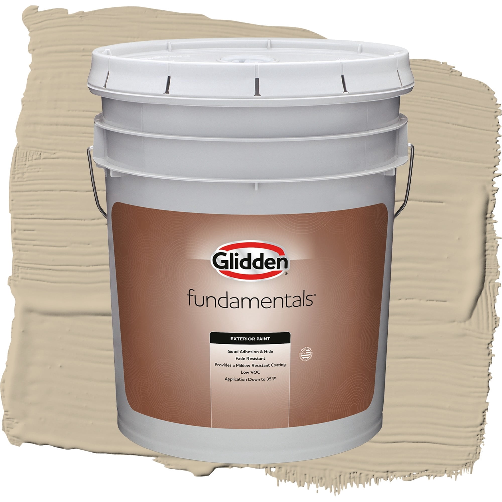 Glidden Fundamentals Dusty Trail / Beige, Satin Exterior Paint, 5 Gallon