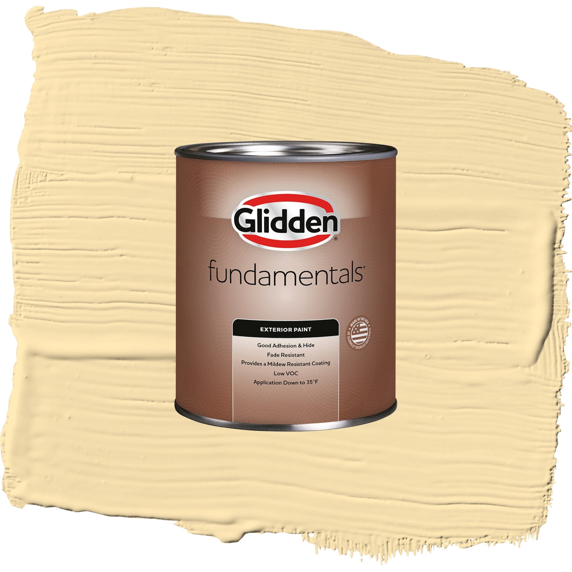 Glidden Fundamentals Dusty Yellow / Yellow, Semi-Gloss Exterior Paint, 1 Quart