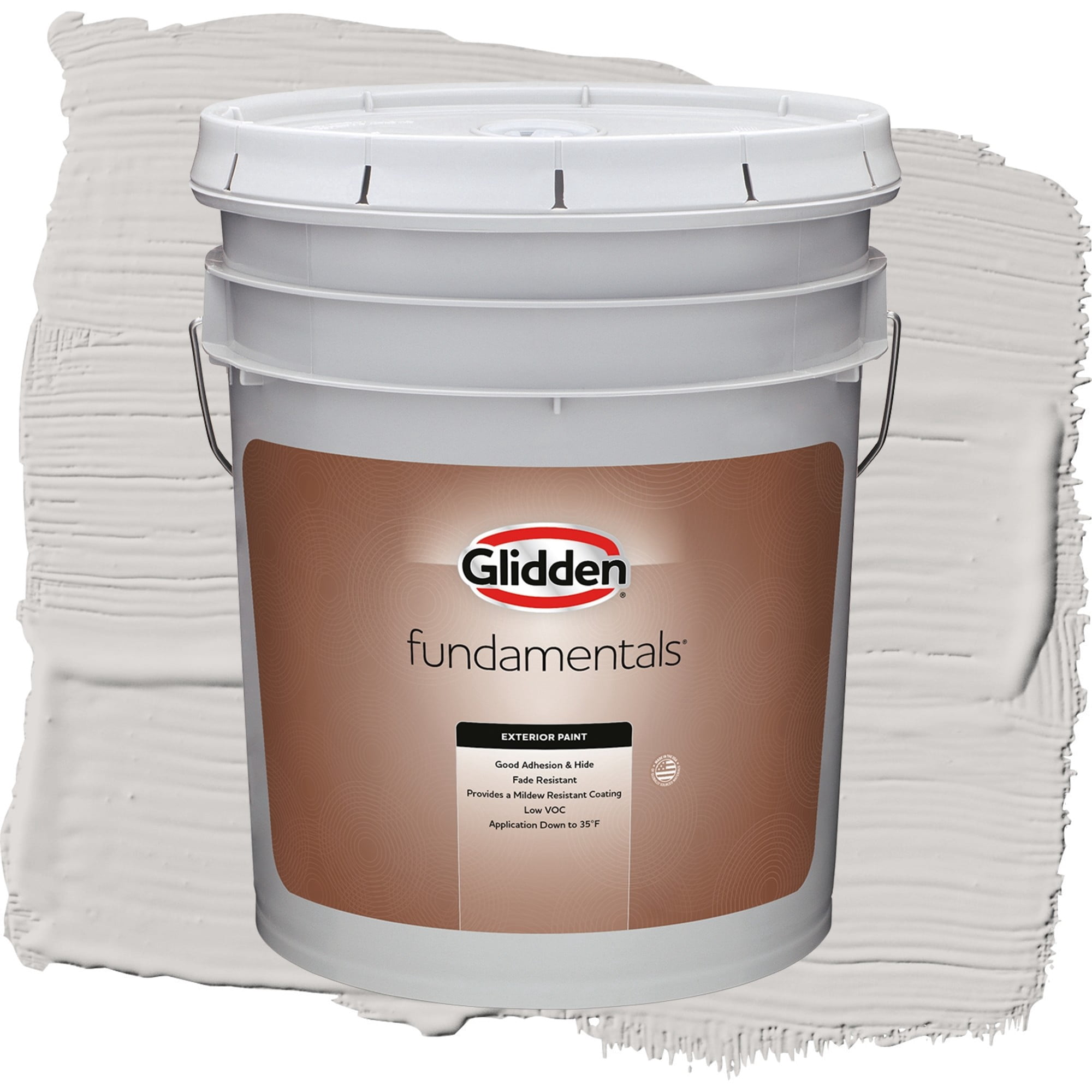 Glidden Fundamentals Elusion / Grey, Semi-Gloss Exterior Paint, 5 Gallon