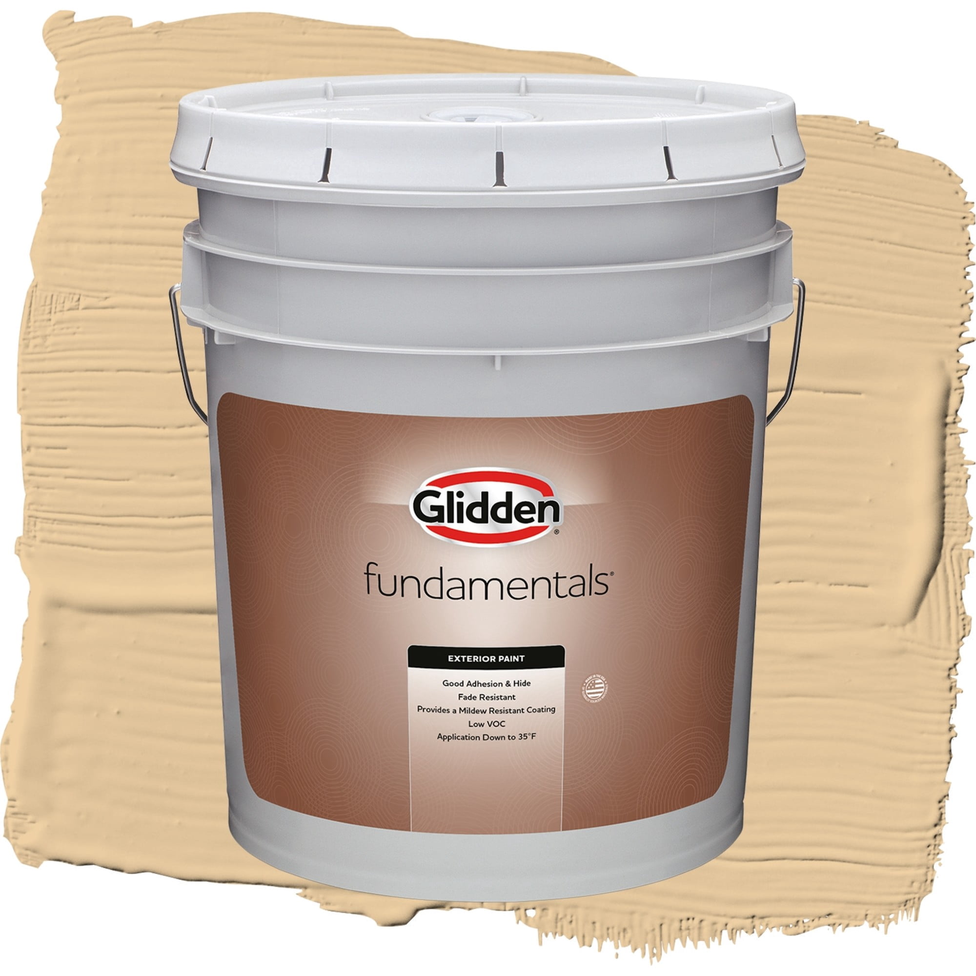 Glidden Fundamentals Faint Fawn / Yellow, Satin Exterior Paint, 5 Gallon