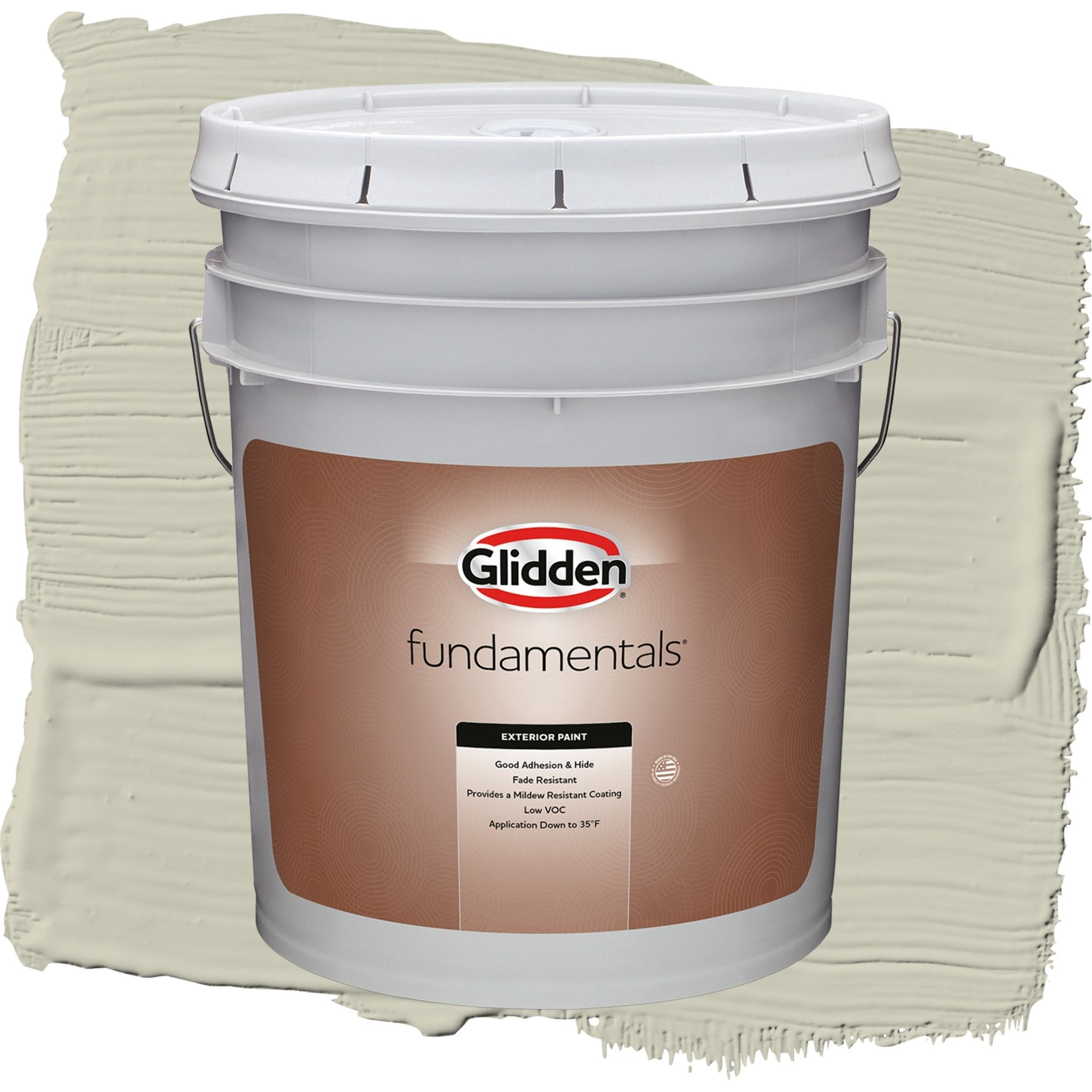 Glidden Fundamentals French Gray Linen / Grey, Flat Exterior Paint, 5 Gallon