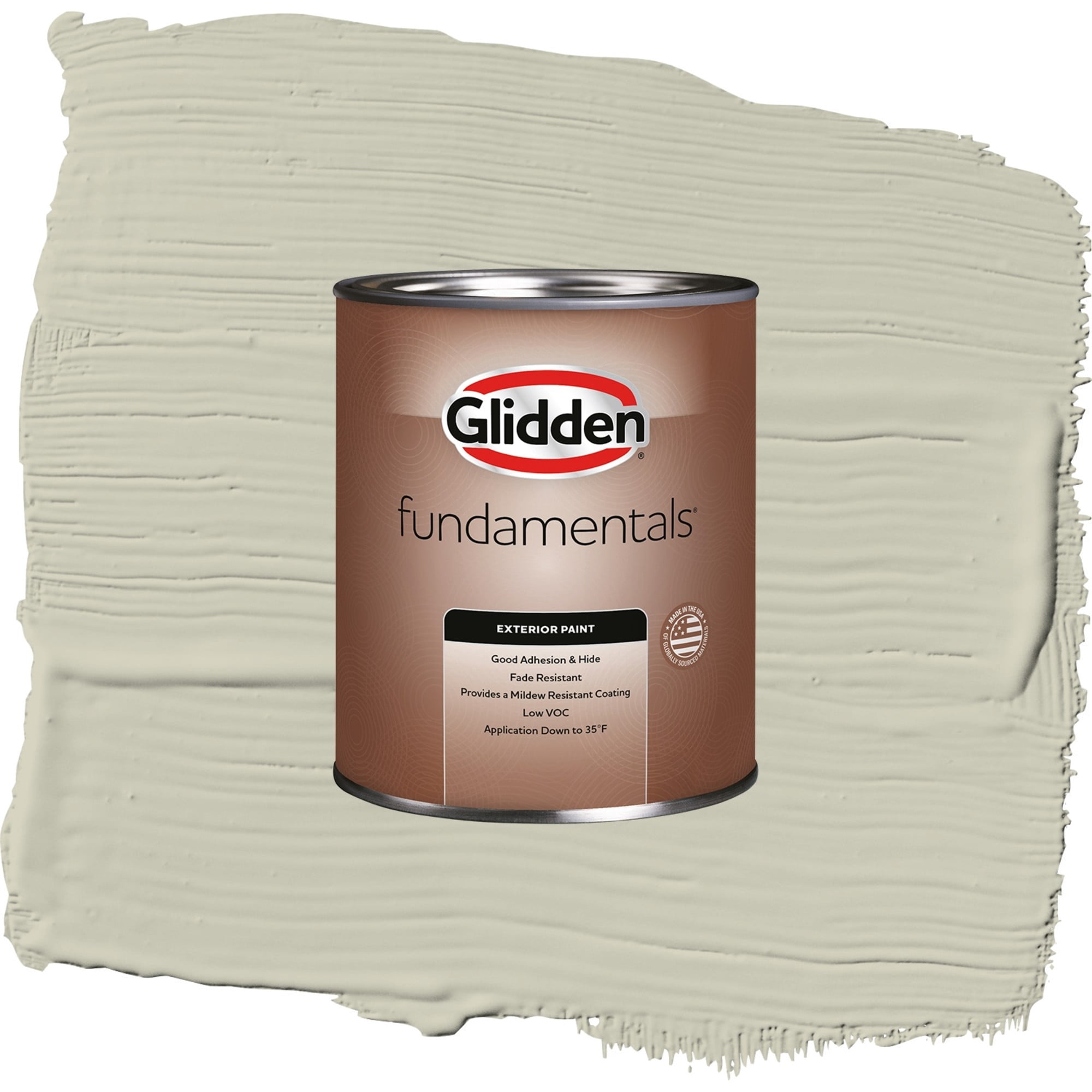 Glidden Fundamentals French Gray Linen / Grey, Semi-Gloss Exterior Paint, 1 Quart