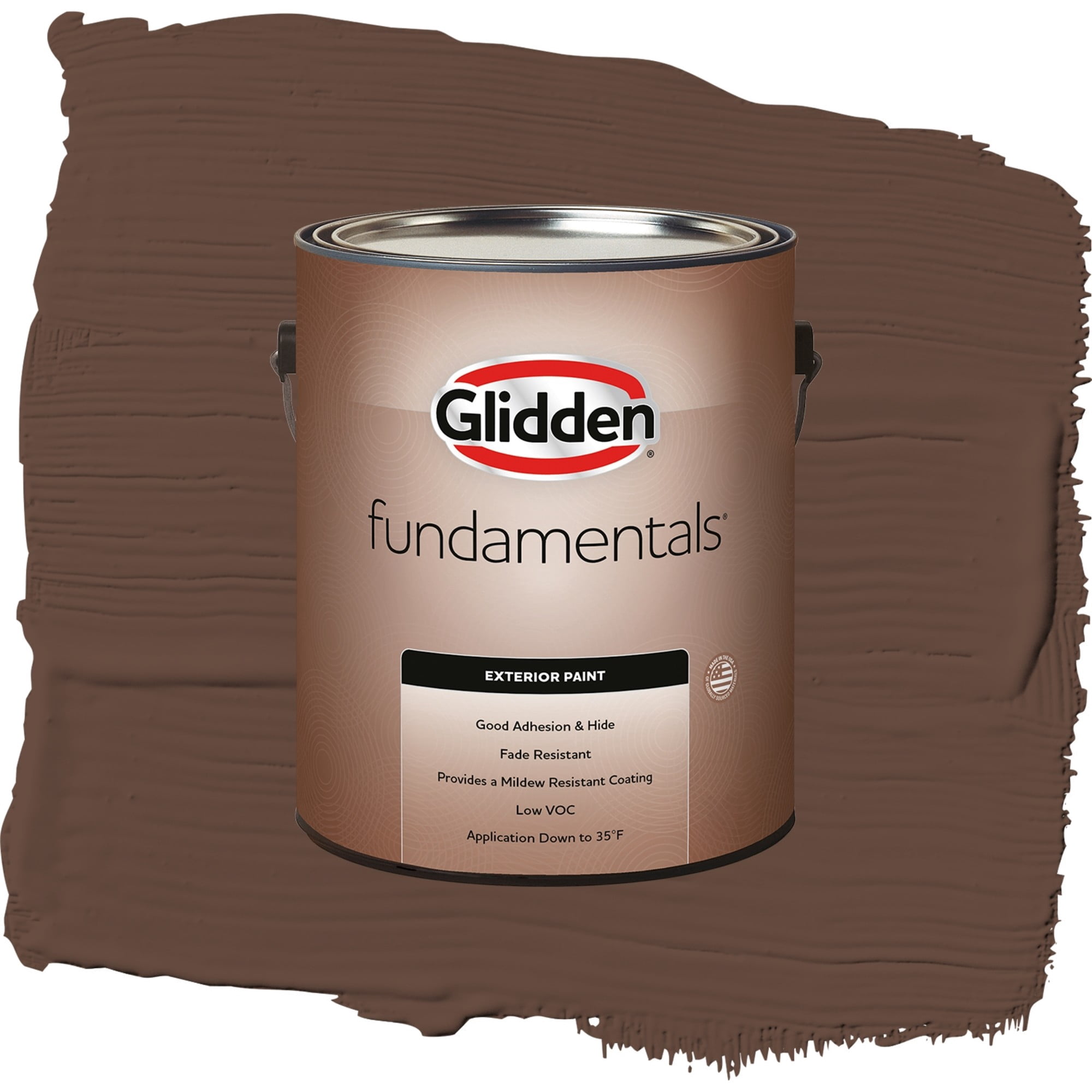 Glidden Fundamentals Fudge / Brown, Satin Exterior Paint, 1 Gallon