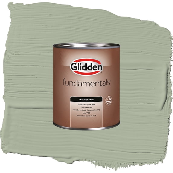 Glidden Fundamentals Gargoyle / Green, Satin Exterior Paint, 1 Quart