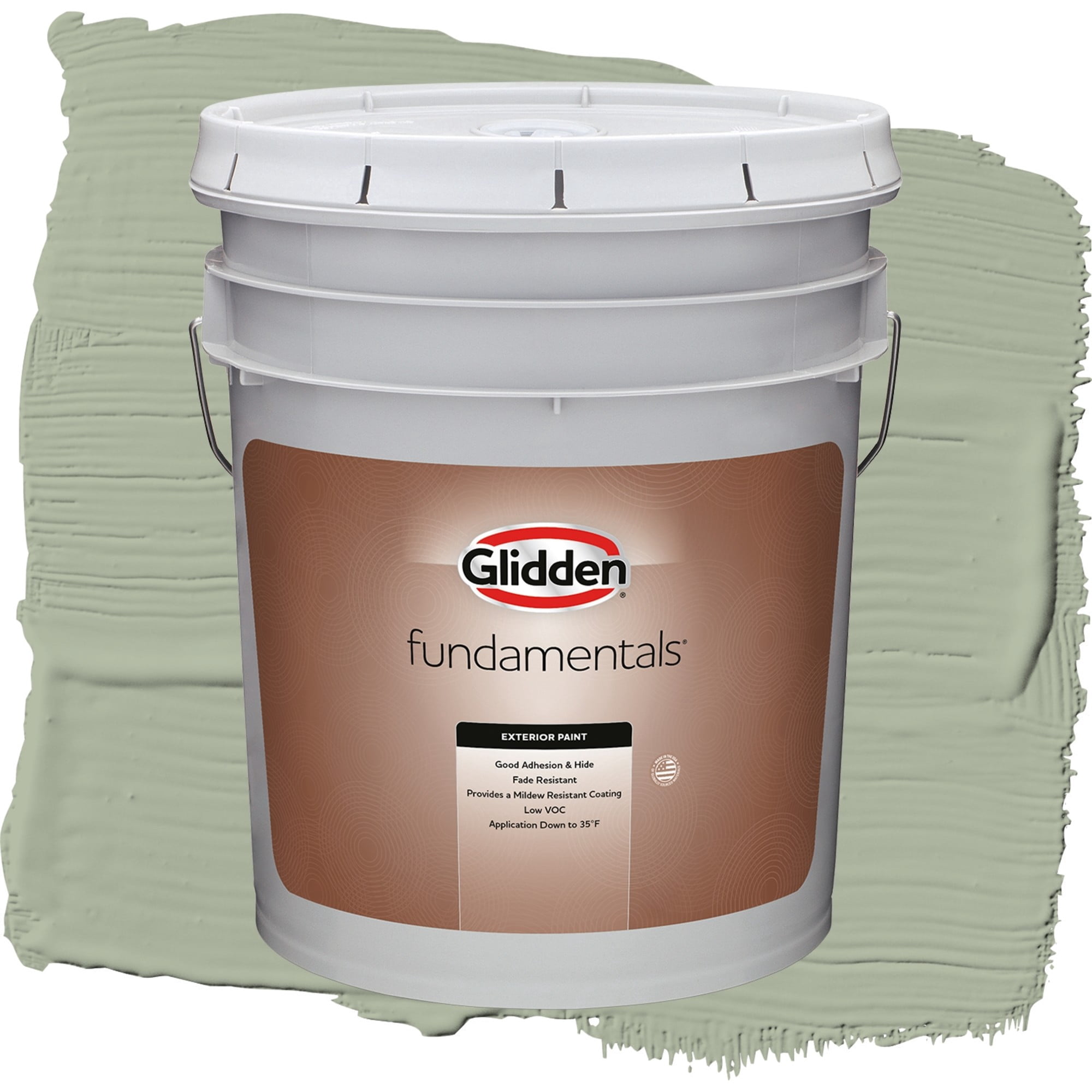 Glidden Fundamentals Gargoyle / Green, Satin Exterior Paint, 5 Gallon