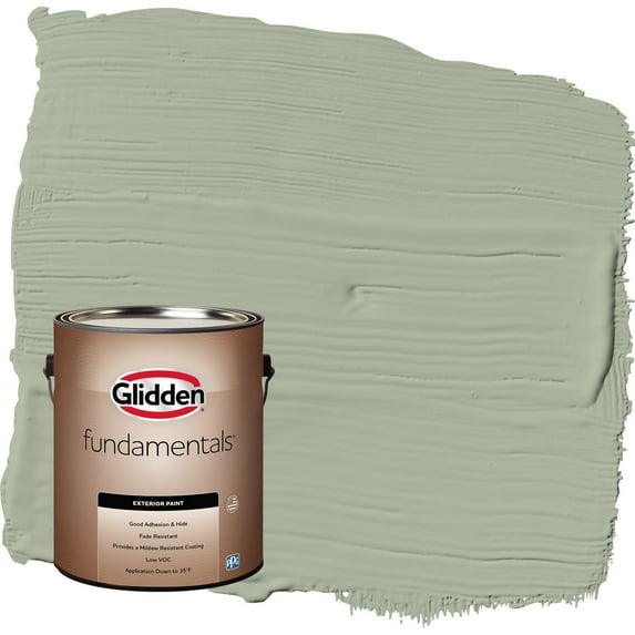 Glidden Fundamentals Gargoyle / Green Semi-Gloss Exterior Paint, 1 Gallon