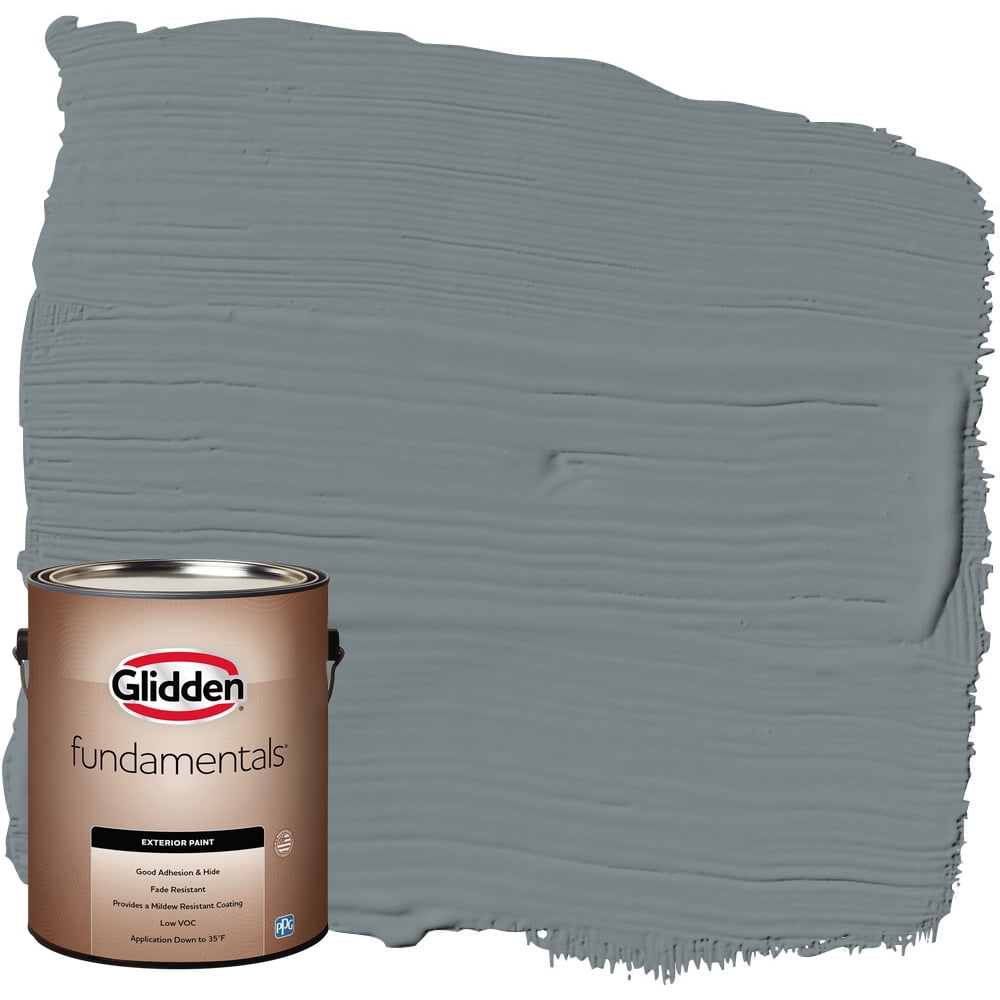 Glidden Fundamentals Garrison Gray / Grey Semi-Gloss Exterior Paint, 1 Gallon
