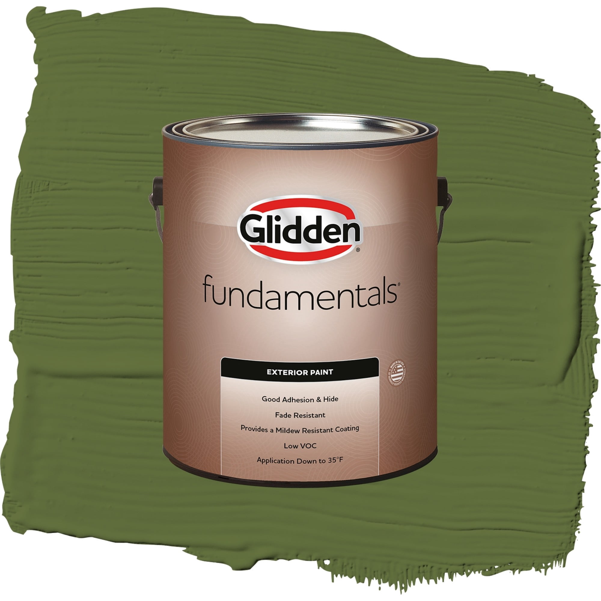 Glidden Fundamentals Globe Artichoke / Green, Satin Exterior Paint, 1 Gallon