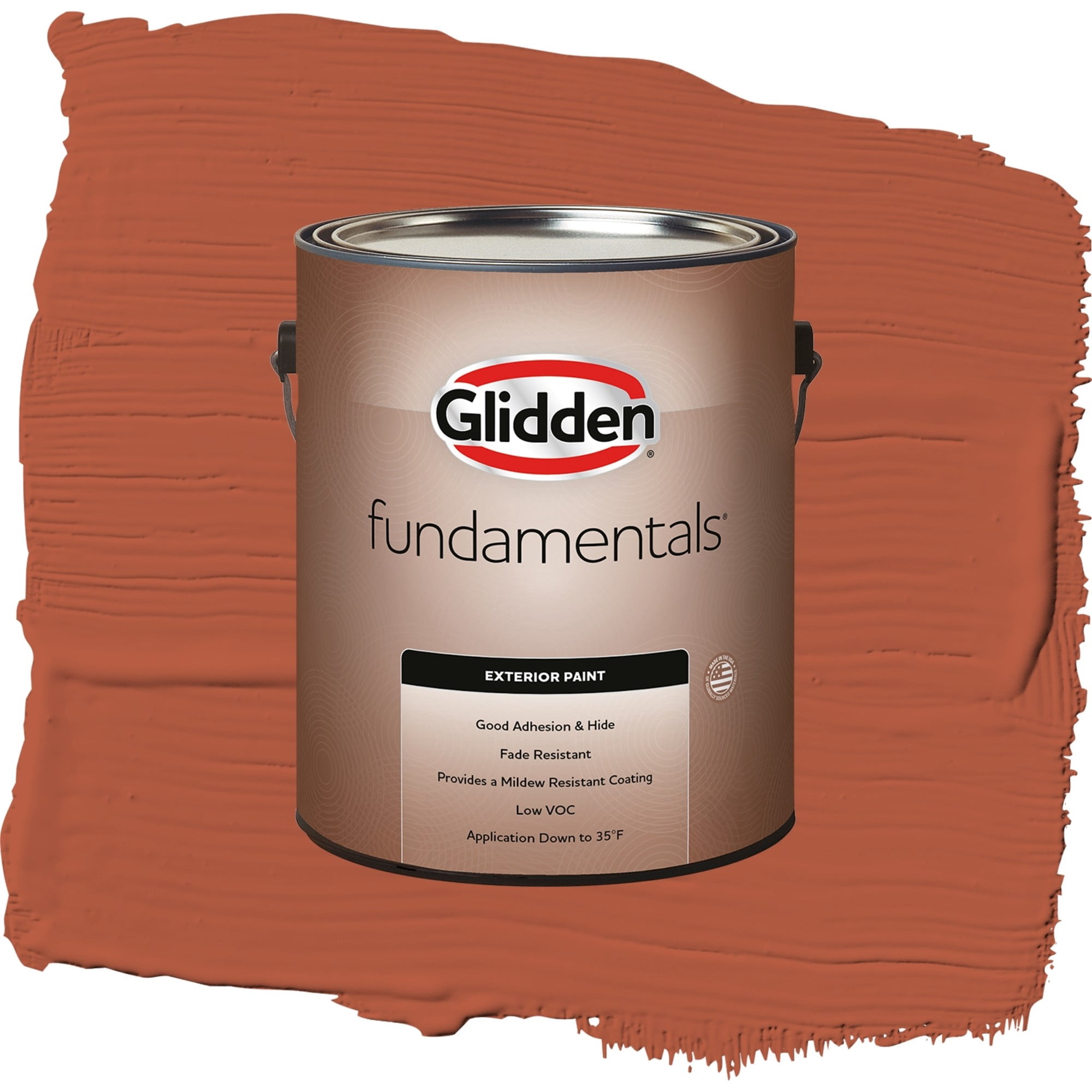 Glidden Fundamentals Glowing Firelight / Orange, Flat Exterior Paint, 1 Gallon