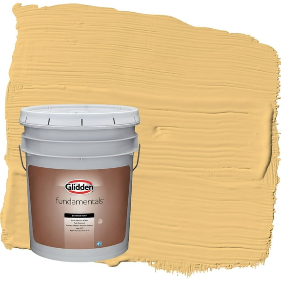 Glidden Fundamentals Gold Buff / Yellow Satin Exterior Paint, 5 Gallon