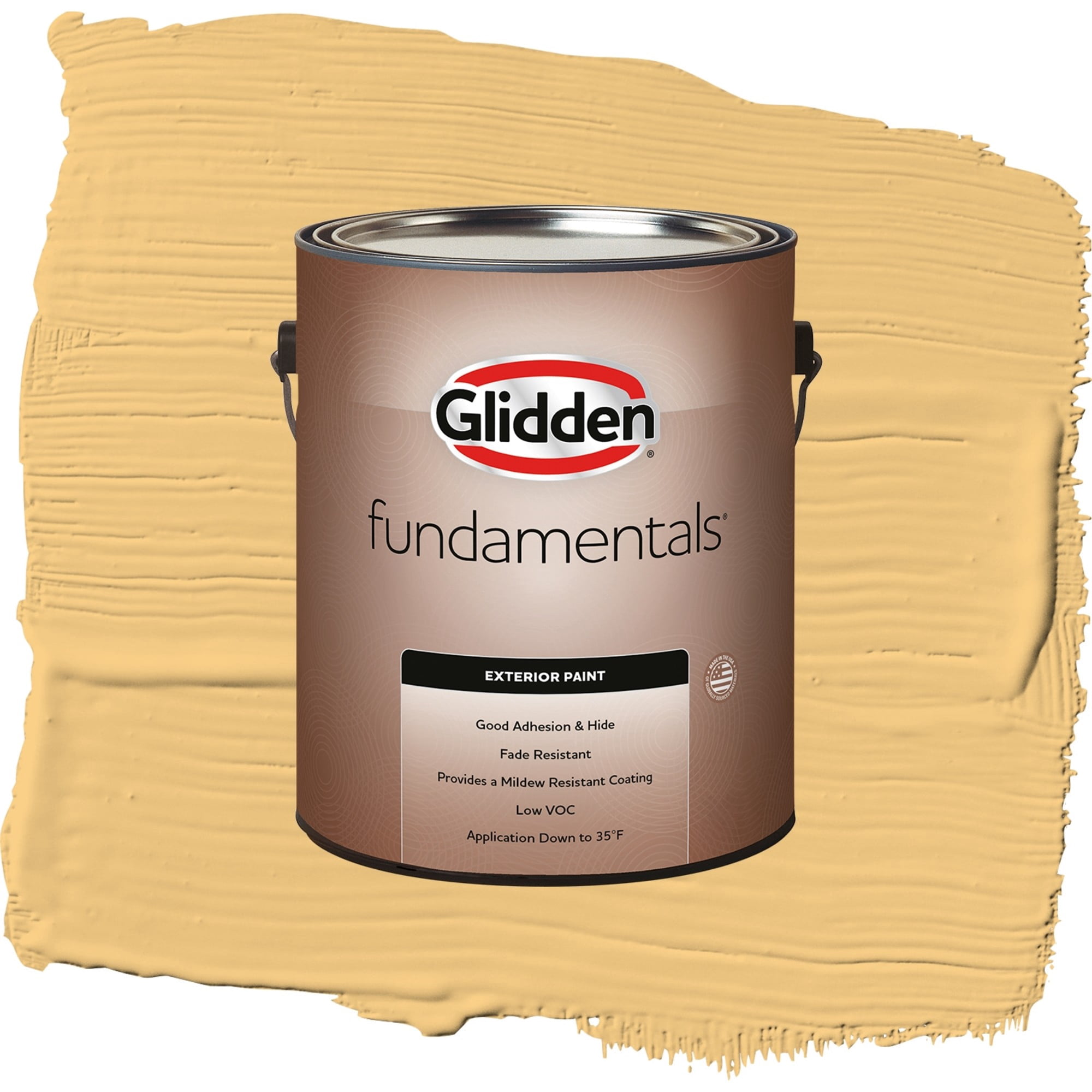 Glidden Fundamentals Gold Buff Semi Gloss Exterior Paint and Primer, 1 Gallon