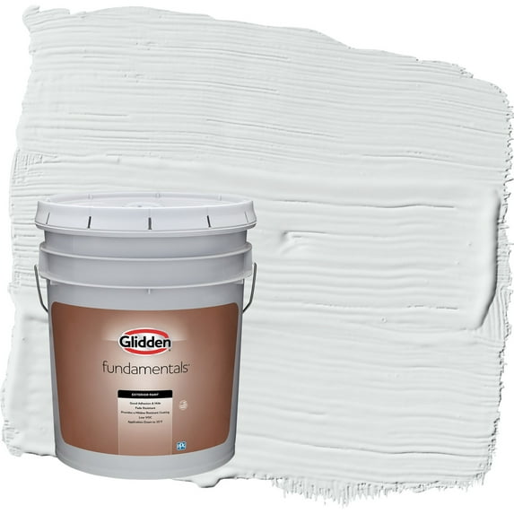 Glidden Fundamentals Gray Glimpse / Grey Semi-Gloss Exterior Paint, 5 Gallon