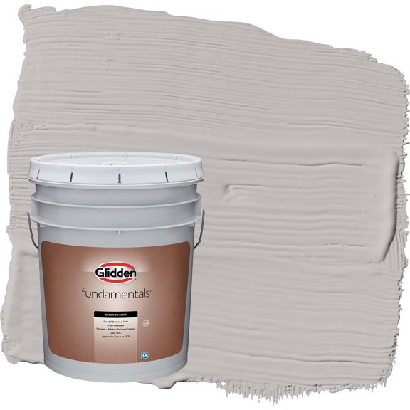 Glidden Fundamentals Gray Shadows / Grey Flat Exterior Paint, 5 Gallon