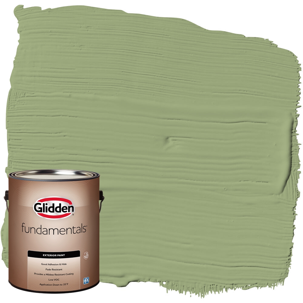 Glidden Fundamentals Guacamole / Green, Flat Exterior Paint, 1 Gallon