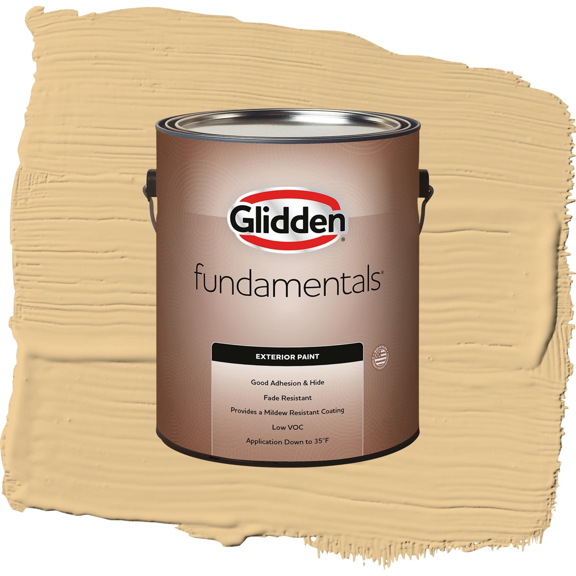 Glidden Fundamentals Halo / Yellow, Flat Exterior Paint, 1 Gallon