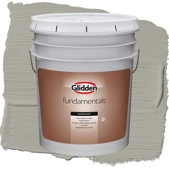 Glidden Fundamentals Hot Stone / Gray, Satin Exterior Paint, 5 Gallon