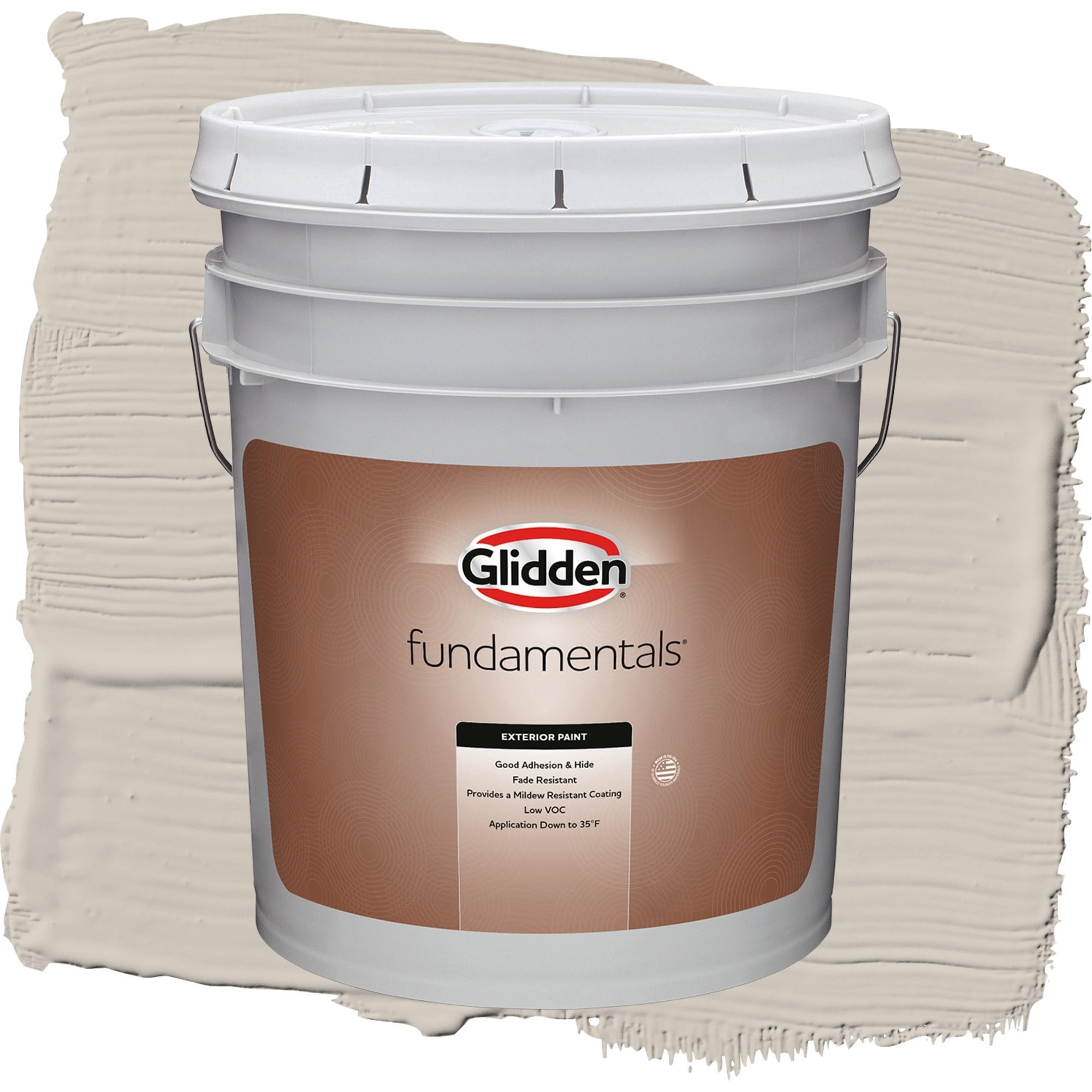 Glidden Fundamentals Intuitive / Beige, Semi-Gloss Exterior Paint, 5 Gallon