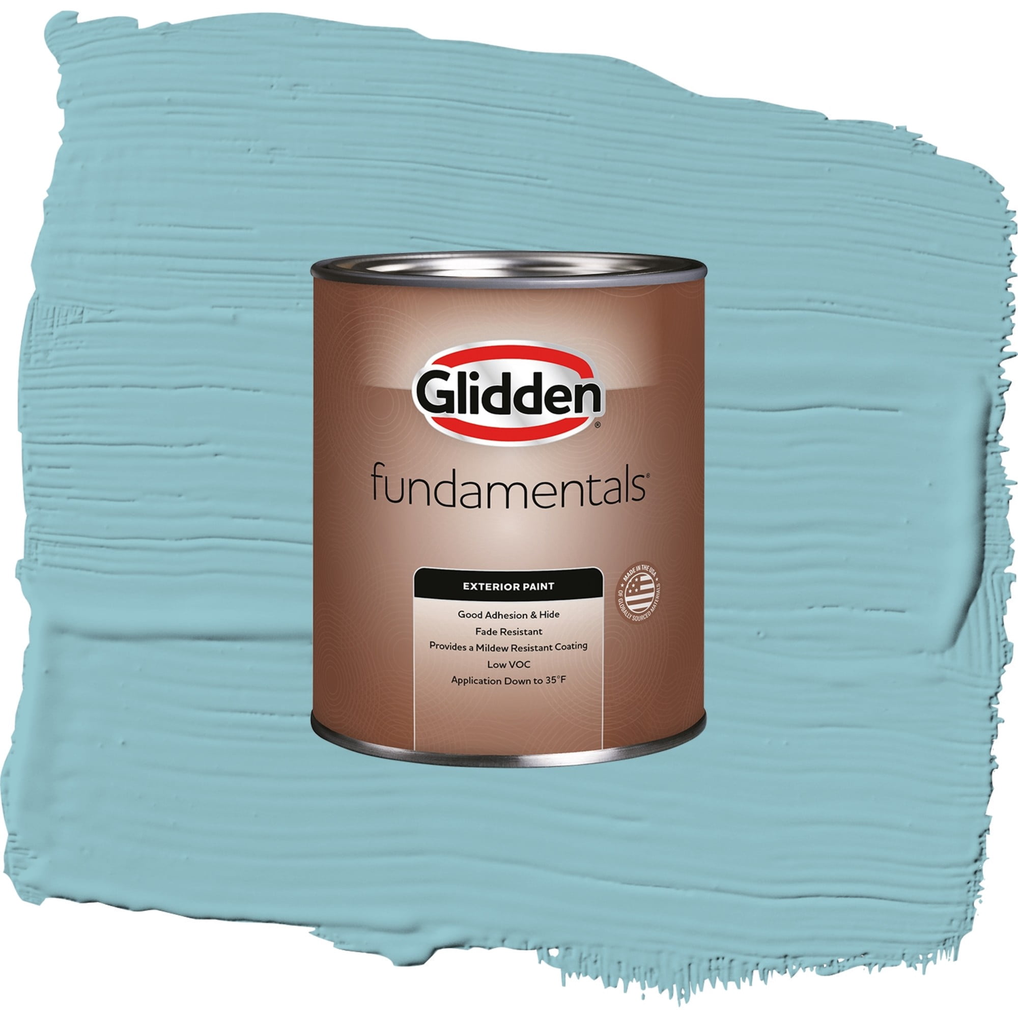 Glidden Fundamentals Kingston Aqua / Blue, Satin Exterior Paint, 1 Quart