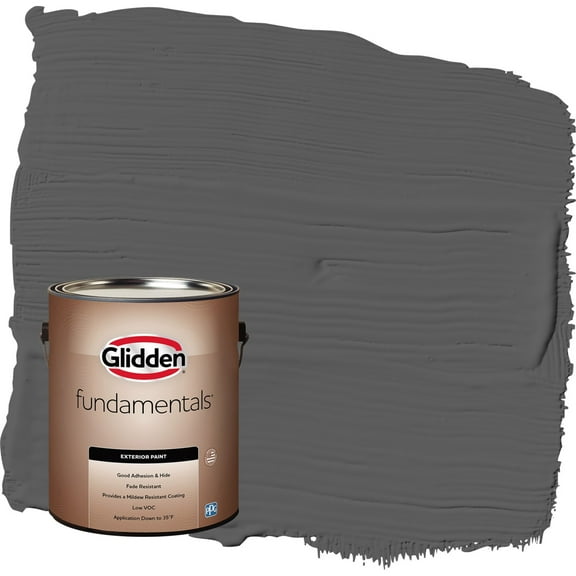 Glidden Fundamentals Knight's Armor / Gray Flat Exterior Paint, 1 Gallon