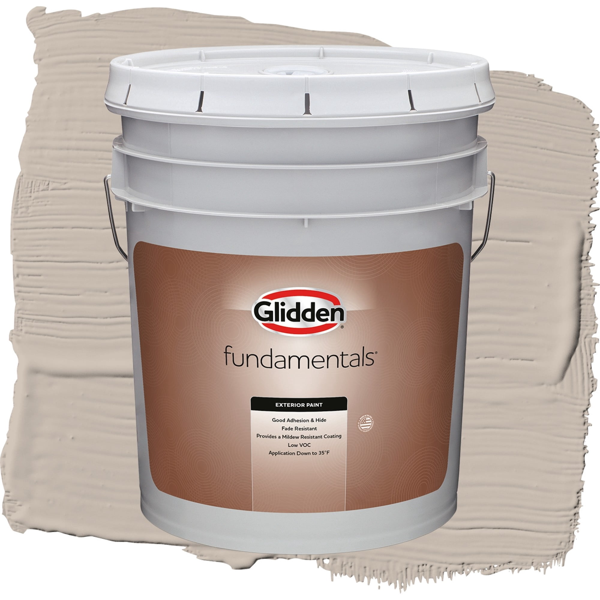 Glidden Fundamentals Legendary / Beige, Satin Exterior Paint, 5 Gallon