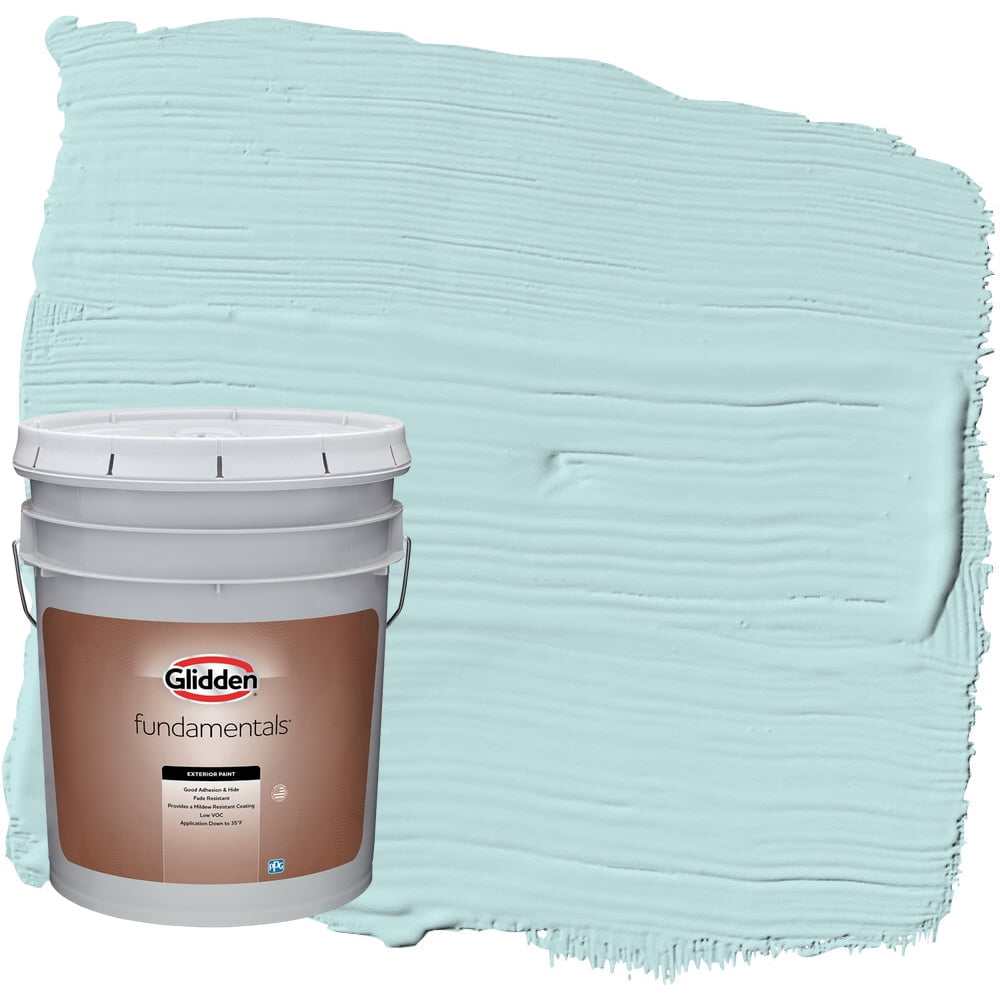Glidden Fundamentals Exterior Paint Misty Aqua / Blue, Satin, 5 Gallons