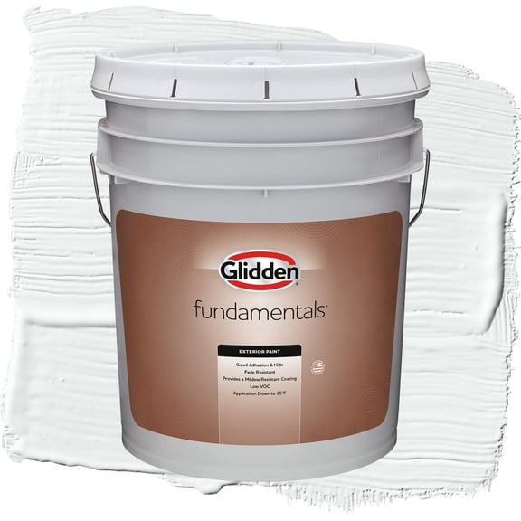Glidden Fundamentals Moonlit Snow Flat Exterior Paint and Primer, 5 Gallons