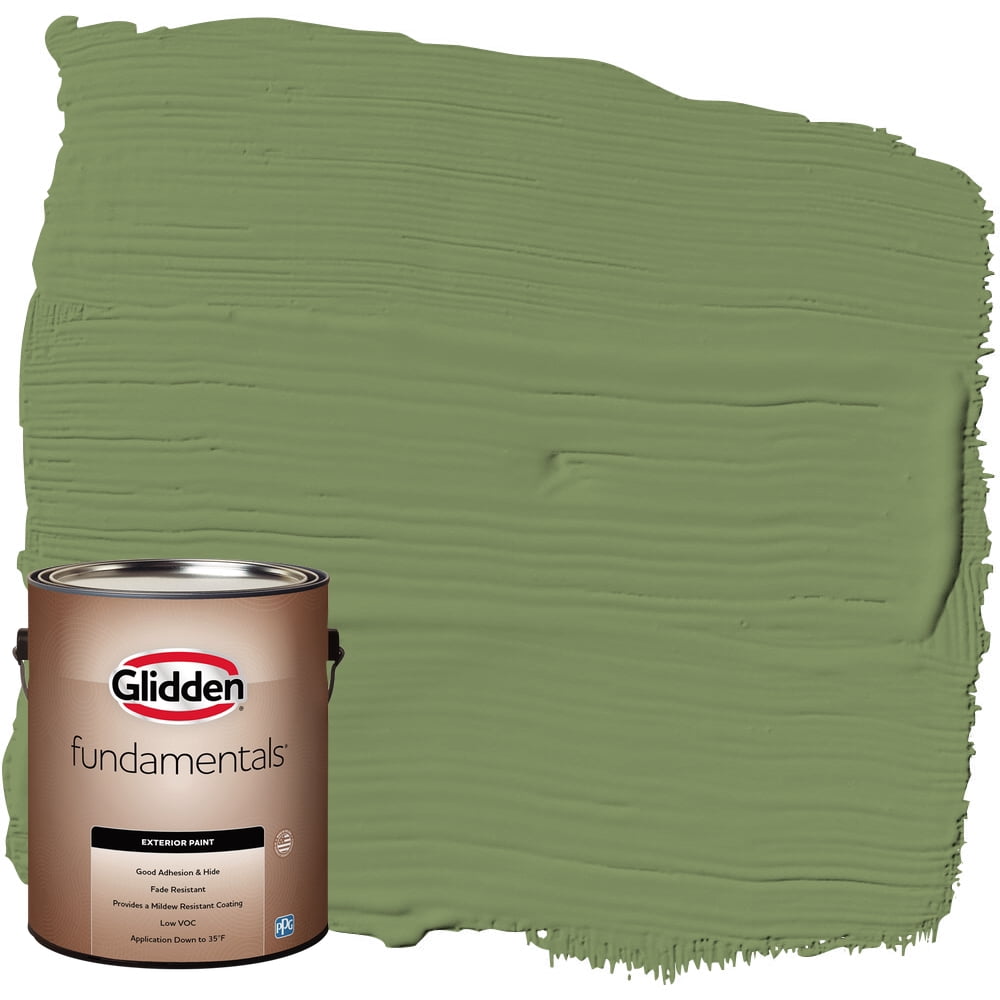 Glidden Fundamentals Moss Point Green / Green, Flat Exterior Paint, 1 Gallon