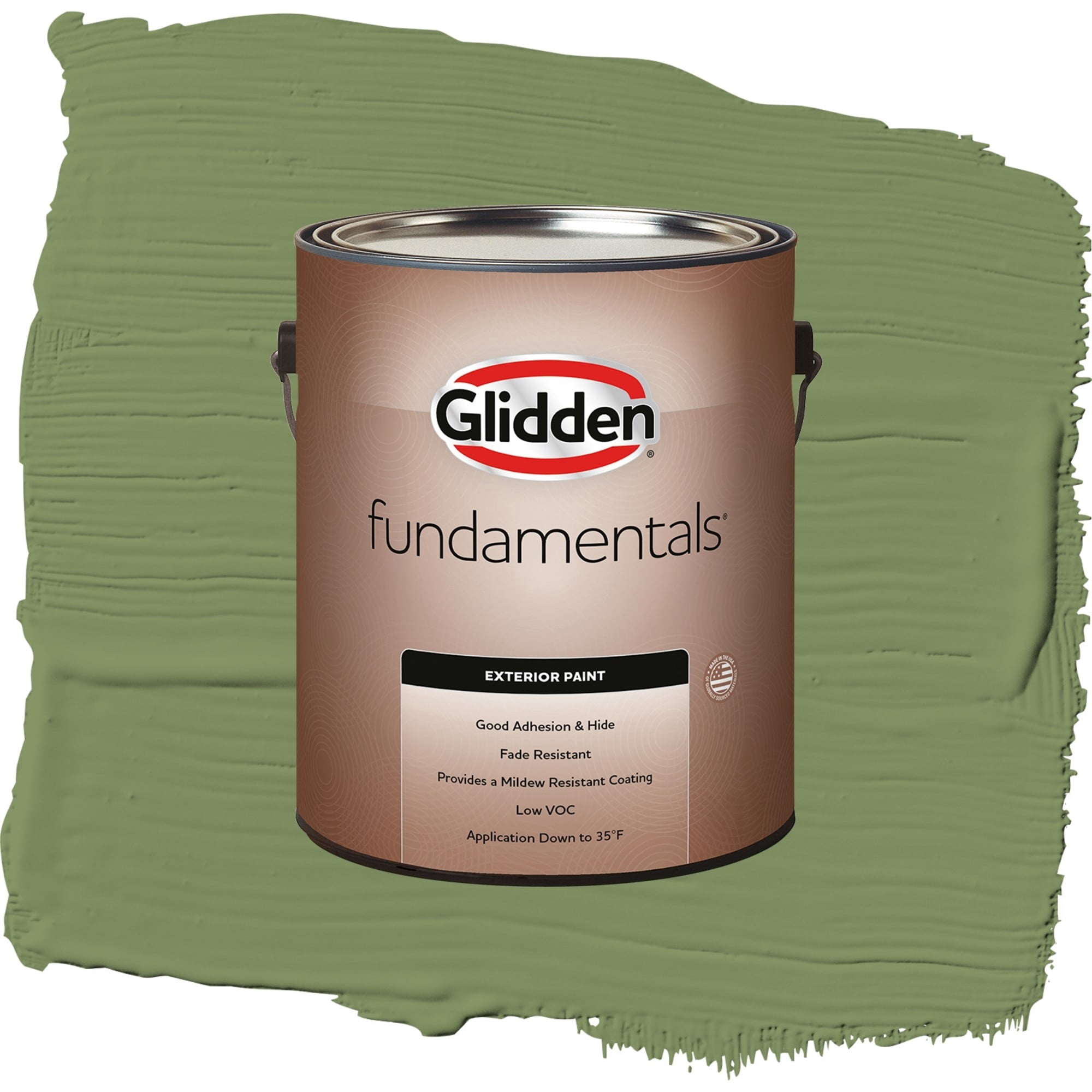 Glidden Fundamentals Moss Point Green Flat Exterior Paint and Primer, 1 Gallon