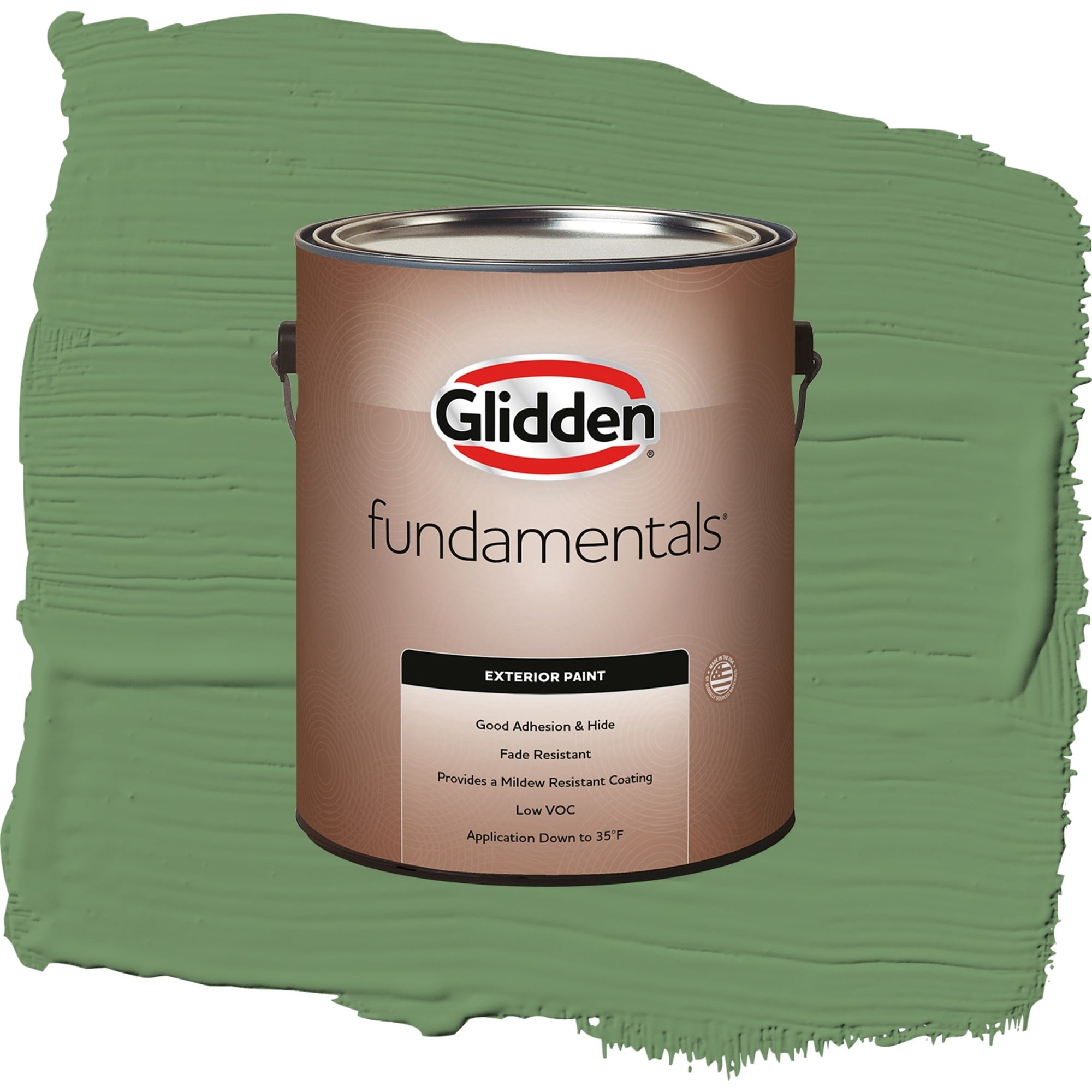 Glidden Fundamentals Moss Ring Semi Gloss Exterior Paint and Primer, 1 Gallon