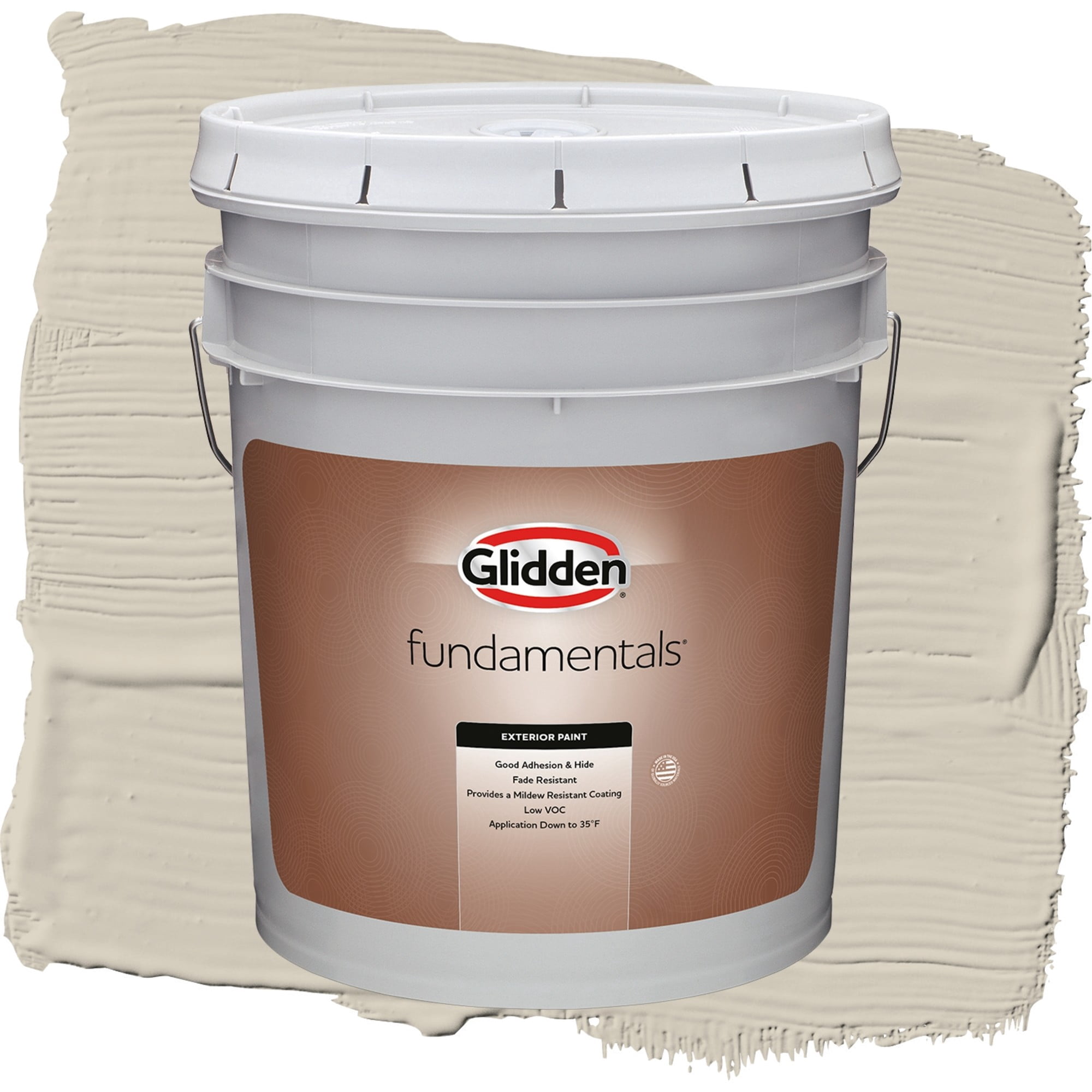 Glidden Fundamentals Moth Gray Semi Gloss Exterior Paint and Primer, 5 Gallons