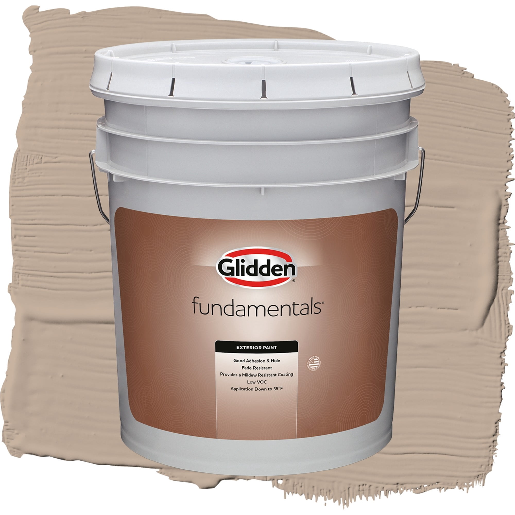 Glidden Fundamentals Notorious / Brown, Flat Exterior Paint, 5 Gallon