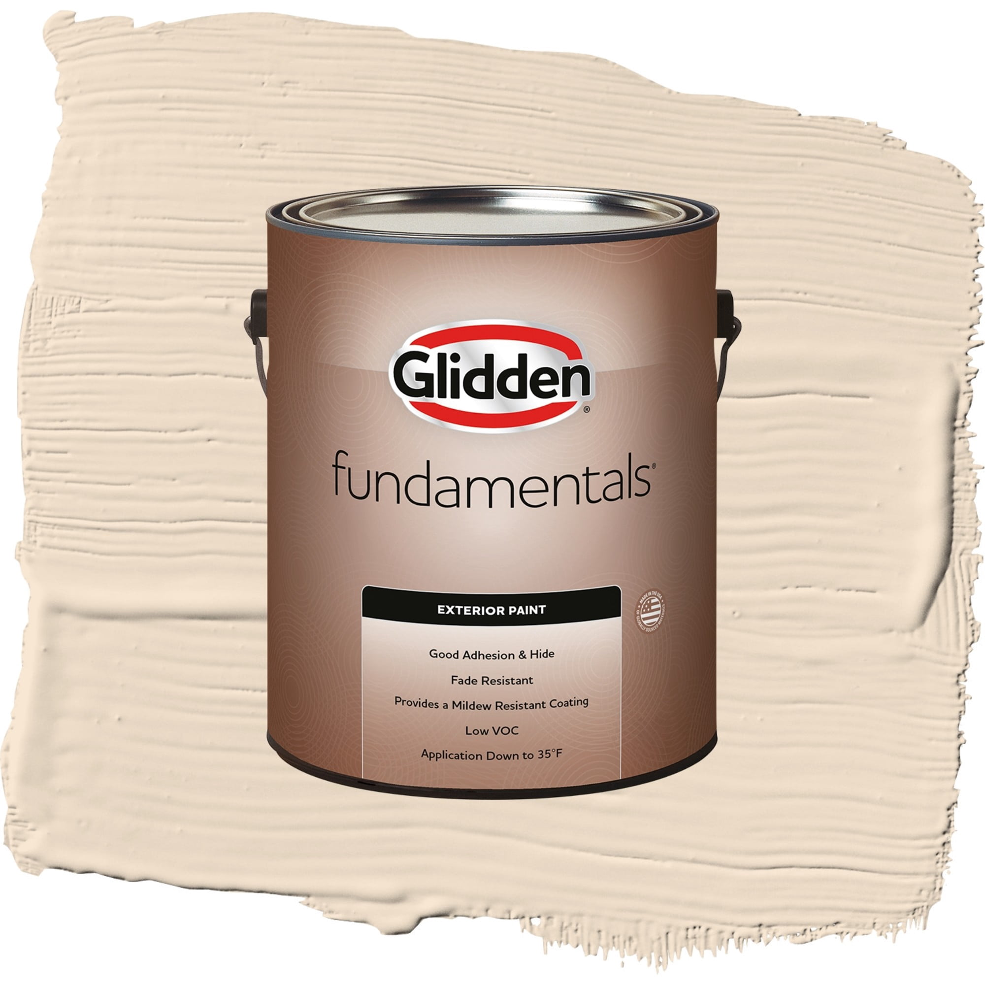 Glidden Fundamentals Oatmeal Cookie / Beige, Flat Exterior Paint, 1 Gallon