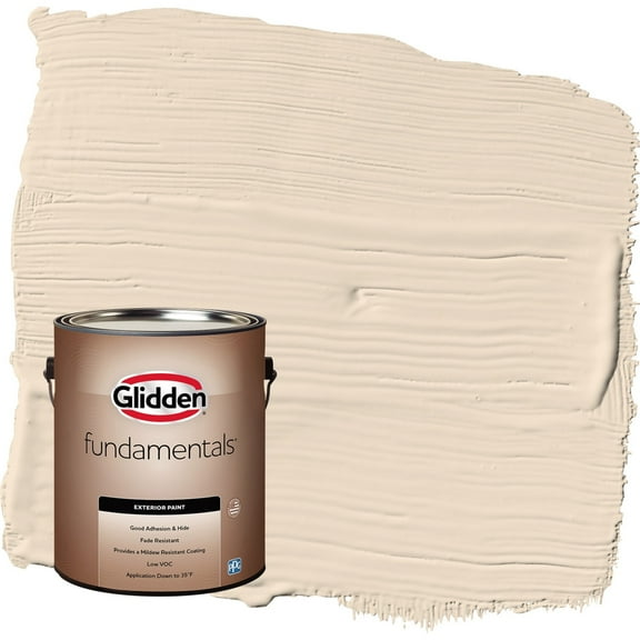Glidden Fundamentals Oatmeal Cookie / Beige Flat Exterior Paint, 1 Gallon