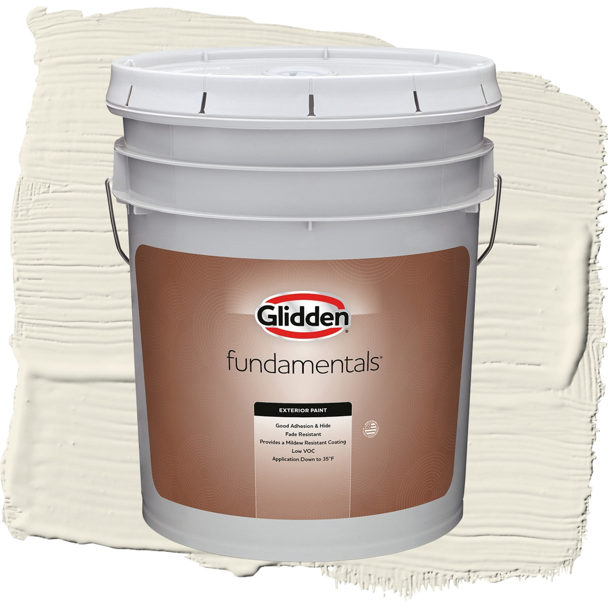 Glidden Fundamentals Off White / White Flat Exterior Paint, 5 Gallon