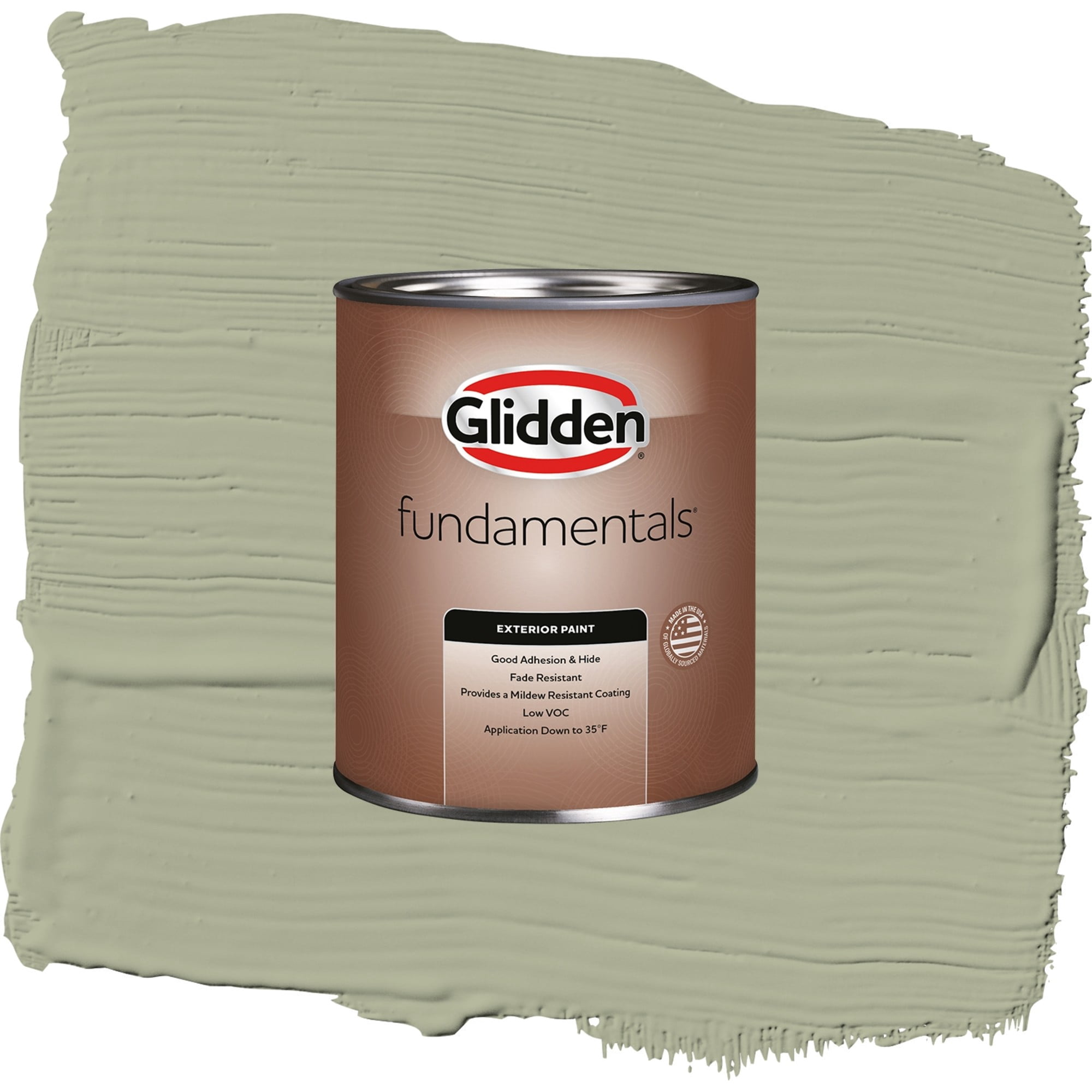 Glidden Fundamentals Olive Sprig / Green, Flat Exterior Paint, 1 Quart