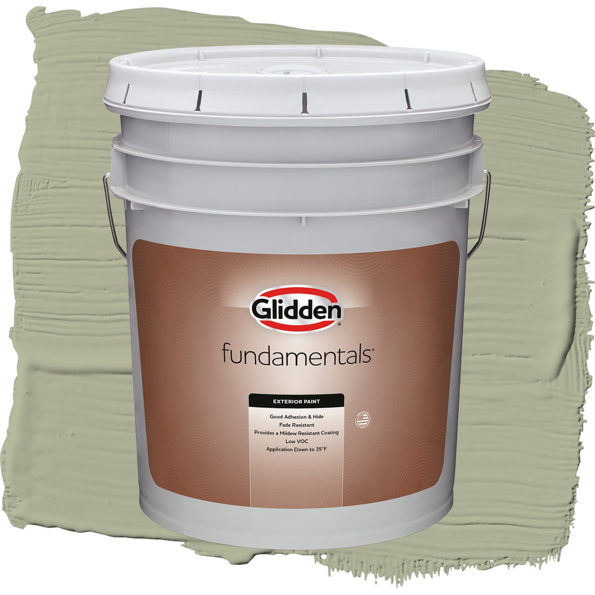 Glidden Fundamentals Olive Sprig / Green, Flat Exterior Paint, 5 Gallon